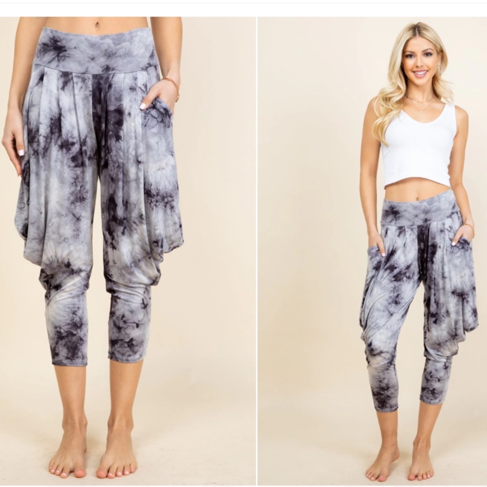 Kooniez Harem Pants - Black/White Tie-Dye